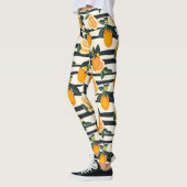 Vibrant Citrus Fruit Pattern with Green Leaves (5) レギンス (左)