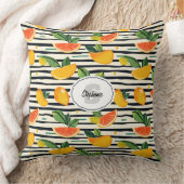 Vibrant Citrus Fruit Pattern with Green Leaves (6) クッション (ブランケット)