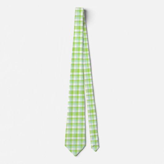 Vibrant Citrus Green Modern Bold Gingham Check ネクタイ (正面)