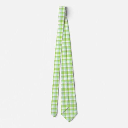 Vibrant Citrus Green Modern Bold Gingham Check ネクタイ (裏面)