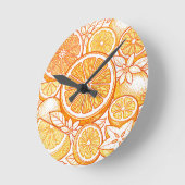 Vibrant Citrus Orange Slice Pattern ラウンド壁時計 (傾斜)