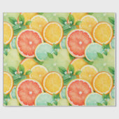 Vibrant Citrus Slice Watercolor Wrap ラッピングペーパー (フラット)