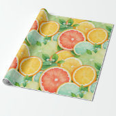 Vibrant Citrus Slice Watercolor Wrap ラッピングペーパー (アンロールド)