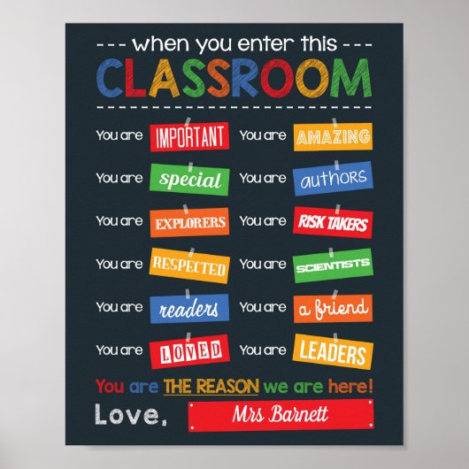 Vibrant Classroom Decor End of Year Teacher Gift ポスター (正面)