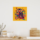 Vibrant color abstract owl design ポスター (キッチン)