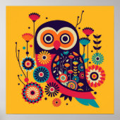 Vibrant color abstract owl design ポスター (正面)