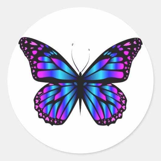 vibrant color butterfly  ラウンドシール (正面)