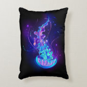 Vibrant Color Glowing Jellyfish アクセントクッション (正面(垂直))