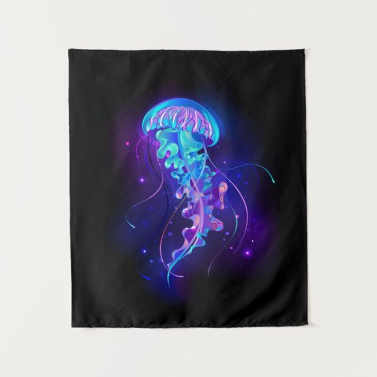 Vibrant Color Glowing Jellyfish タペストリー (正面)