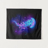 Vibrant Color Glowing Jellyfish タペストリー (正面(横))