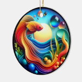 Vibrant Colored Glass Abstract Betta Fish セラミックオーナメント (左)