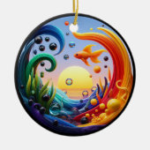 Vibrant Colored Glass Abstract Goldfish  セラミックオーナメント (正面)