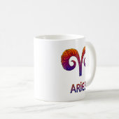 Vibrant Colorful Aries Zodiac Sign Astrology Coffe コーヒーマグカップ (正面右)