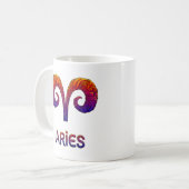 Vibrant Colorful Aries Zodiac Sign Astrology Coffe コーヒーマグカップ (正面左)