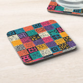 Vibrant Colorful Box Pattern (1) コースター (左側)