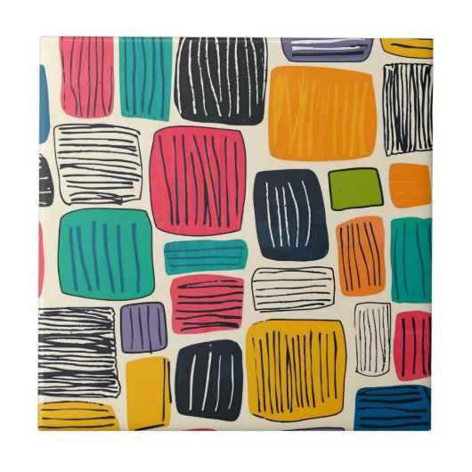 Vibrant Colorful Box Pattern (2) タイル (正面)