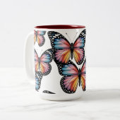 Vibrant Colorful Butterfly Illustration” ツートーンマグカップ (正面左)