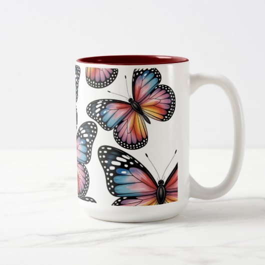 Vibrant Colorful Butterfly Illustration” ツートーンマグカップ (右)