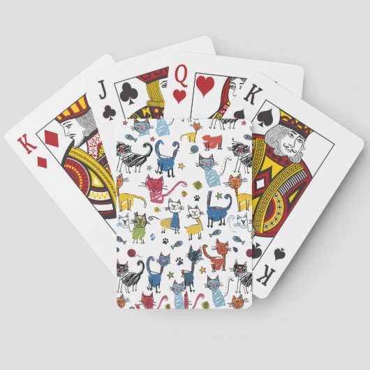 Vibrant Colorful Cats Hand Draw Kitten トランプ (裏面)