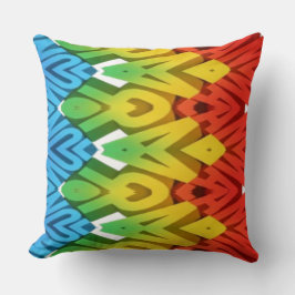 Vibrant colorful classic fabric zigzag pattern クッション
