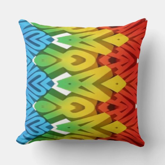 Vibrant colorful classic fabric zigzag pattern クッション (正面)