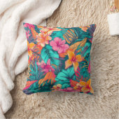 Vibrant Colorful Flower tropical beauty interior クッション (ブランケット)