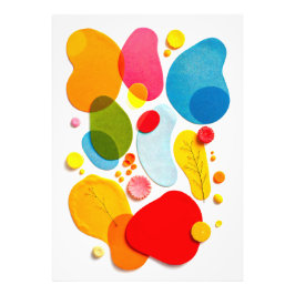 Vibrant Colorful Organic Abstract Shapes Mixed Med フォトプリント
