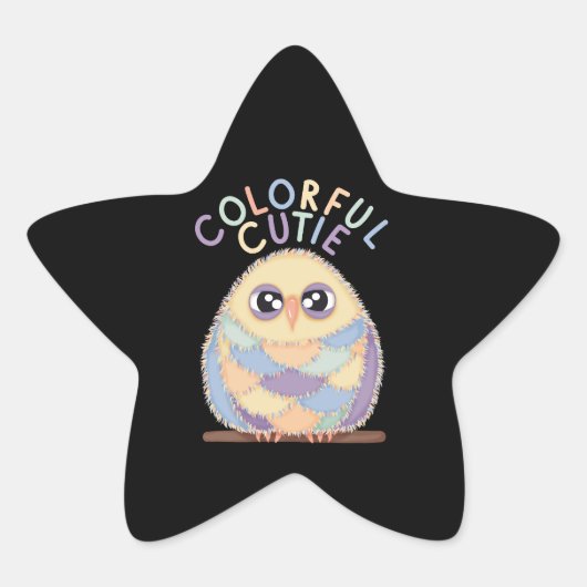 Vibrant Colorful Owl with Text 星シール (正面)