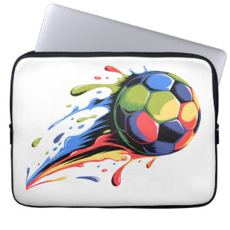 Vibrant Colorful Soccer Ball Paint Splash Laptop S ラップトップスリーブ