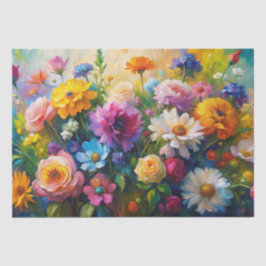 Vibrant Colorful Spring Flowers Decoupage 薄葉紙