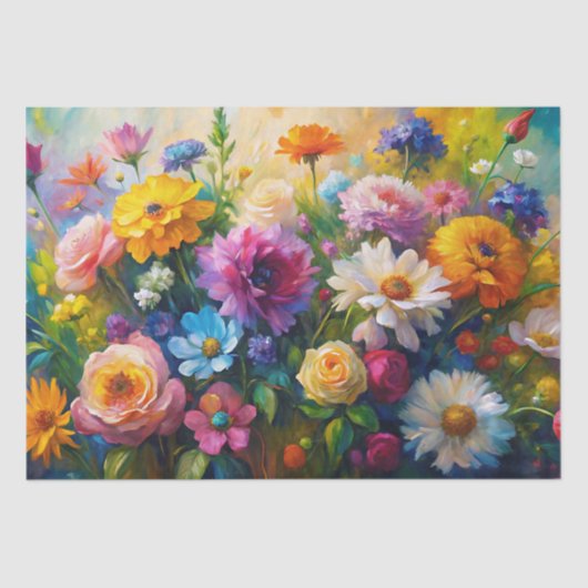 Vibrant Colorful Spring Flowers Decoupage 薄葉紙 (正面)