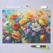Vibrant Colorful Spring Flowers Decoupage 薄葉紙 (クラフト)