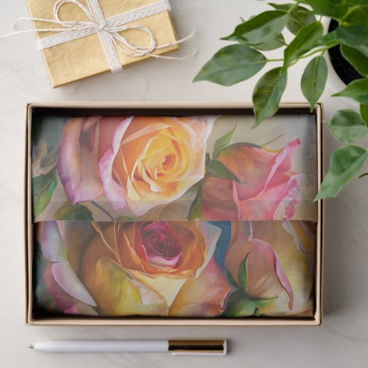 Vibrant Colorful Spring Roses Decoupage 薄葉紙 (ギフト)