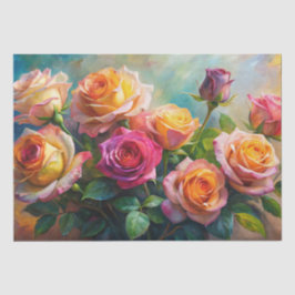 Vibrant Colorful Spring Roses Decoupage 薄葉紙