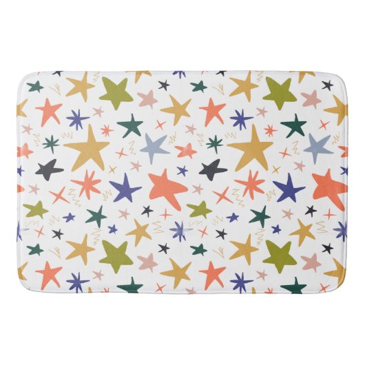Vibrant Colorful Star Pattern  バスマット (正面)