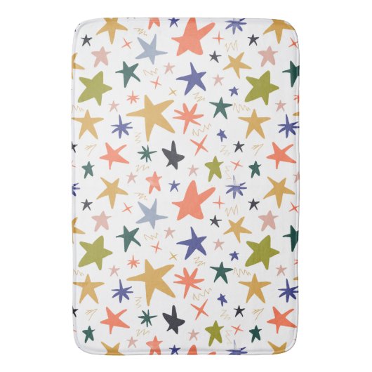 Vibrant Colorful Star Pattern  バスマット (正面縦)