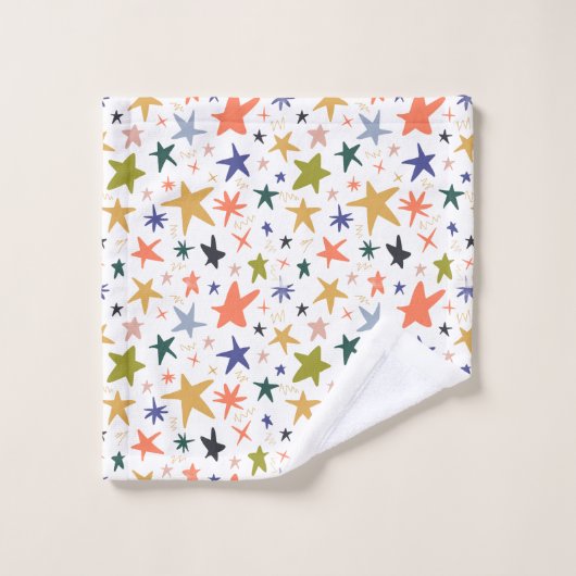 Vibrant Colorful Star Pattern With バスタオルセット (ウォッシュタオル)