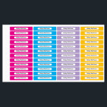 Vibrant Colors Kid Name Rectangle Name Sticker ラベル<br><div class="desc">Organize belongings with this energetic blue, purple, magenta, yellow rectangle name sticker. The cool, vibrant hue makes it easy to spot and identify personal items, especially for children heading to school or camp. This sticker offers a clear white space for names, ensuring every item is uniquely identified. Add a splash...</div>
