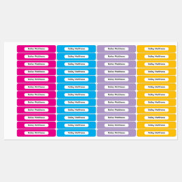 Vibrant Colors Kid Name Rectangle Name Sticker ラベル