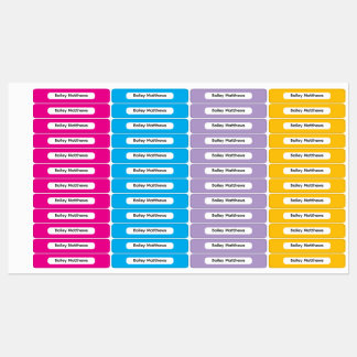 Vibrant Colors Kid Name Rectangle Name Sticker ラベル