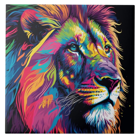 Vibrant colors of lion art タイル (正面)