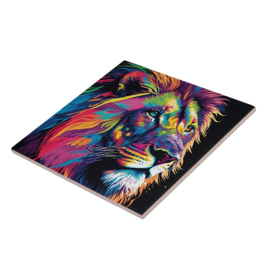 Vibrant colors of lion art タイル (側面)