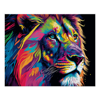Vibrant colors of lion art ポスター