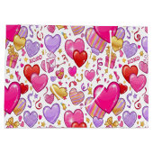 Vibrant Confetti Hearts  ラージペーパーバッグ (裏面)