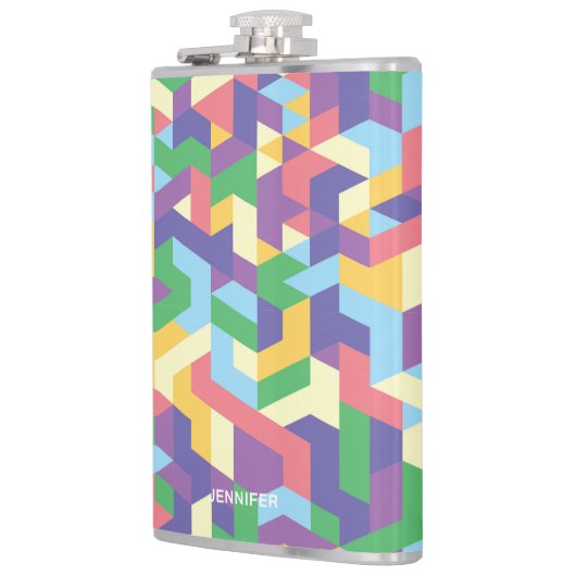 Vibrant Contemporary Geometric Pattern With Name フラスク (左)