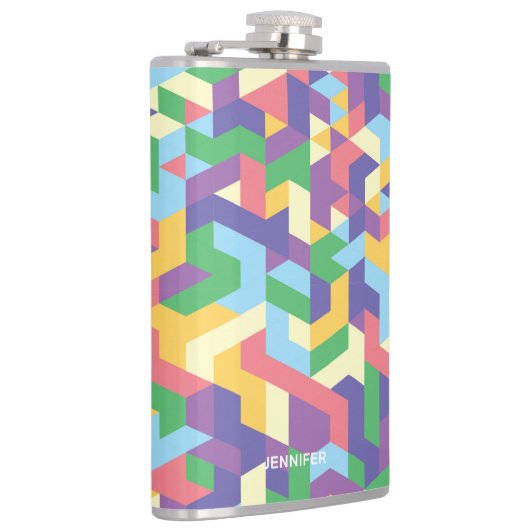Vibrant Contemporary Geometric Pattern With Name フラスク (右)