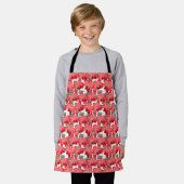 Vibrant Coral Floral Pattern | Bold Red Flowers  エプロン (着用した状態)
