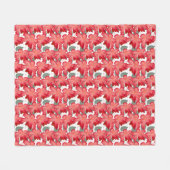 Vibrant Coral Floral Pattern | Bold Red Flowers  フリースブランケット (正面(横))