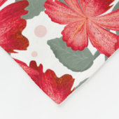 Vibrant Coral Floral Pattern | Bold Red Flowers  フリースブランケット (角)