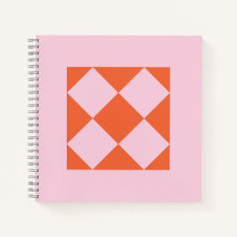 Vibrant Coral & Pastel Pink Geometric Notebook ノートブック